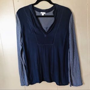 Splendid V Neck Longsleeve Navy Top